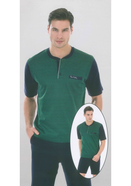 5293 Kısa Kollu Şort İlaveli Üçlü Erkek Pijama Takımı
