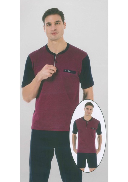 5296 Kısa Kollu Şort İlaveli Üçlü Erkek Pijama Takımı