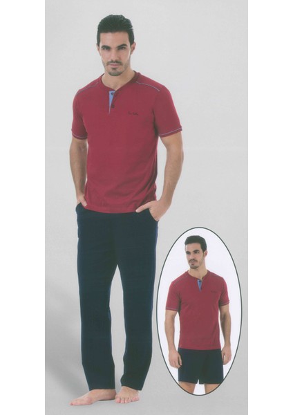 5326 Kısa Kollu Şort İlaveli Üçlü Penye Erkek Pijama Takımı
