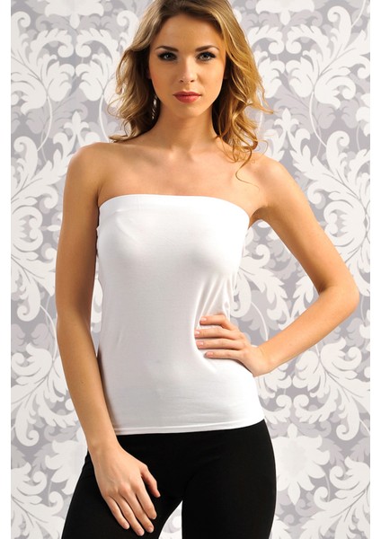 Beyaz Straplez T-Shirt AN8528