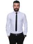 41104 Slim Fit Noktalı Erkek Gömlek- Beyaz 1