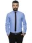 41104 Slim Fit Noktalı Erkek Gömlek- Mavi 1