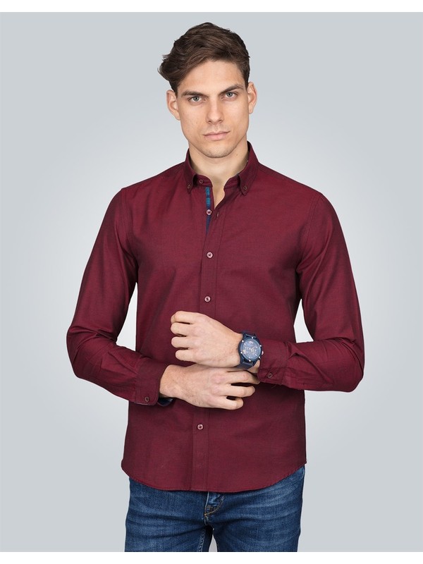 Tudors Slim Fit Spor Bordo Erkek Gomlek Fiyati Taksit Secenekleri