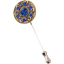 La Pescara Gümüş Eskitme Lila - Saks Taşlı Yaka İğnesi Yı149