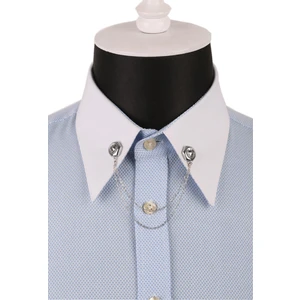 La Pescara Hematit Gri Kristal Taşlı Zincirli Gömlek Yaka İğnesi Gı065