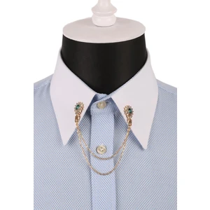 La Pescara Zümrüt Yeşili Kristal Taşlı Zincirli Gömlek Yaka İğnesi Gı077