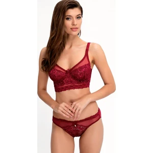 665 Dantelli Kapsız Bralet Takım Bordo