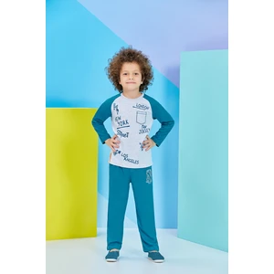 Uzun Kollu Erkek Çocuk Pijama Takımı Gri