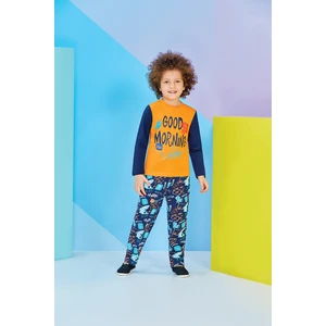 Uzun Kollu Erkek Çocuk Pijama Takımı  Oranj