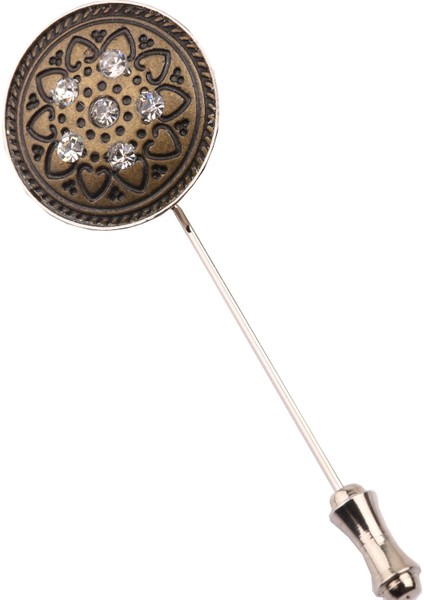 Bronz Beyaz Taşlı Yaka İğnesi Yı157