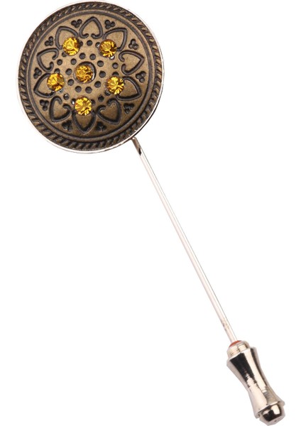 Bronz Sarı Taşlı Yaka İğnesi Yı163
