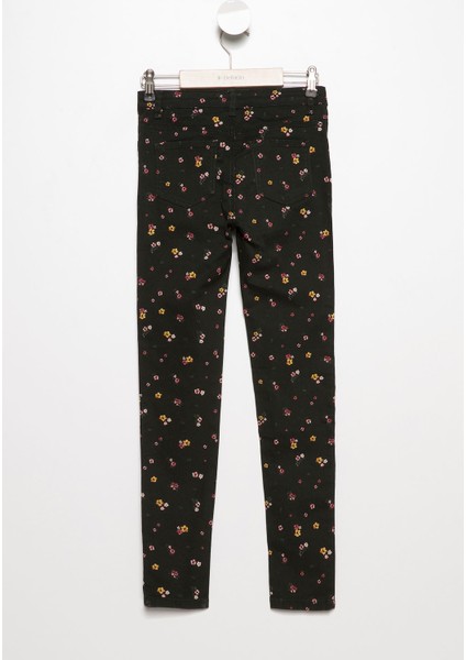 Kız Çocuk Çiçek Desenli 3 Cep Gabardin Pantolon fiyatları