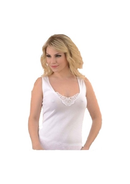 6'lı Paket 0140 Rib. Geniş Askılı Güpürlü Kadın Atlet