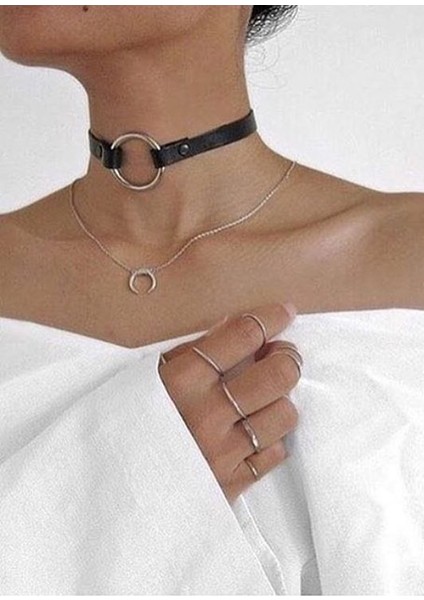 Angels Passion Deri Choker - Şık Deri Tasma Deri Aksesuar APFT35