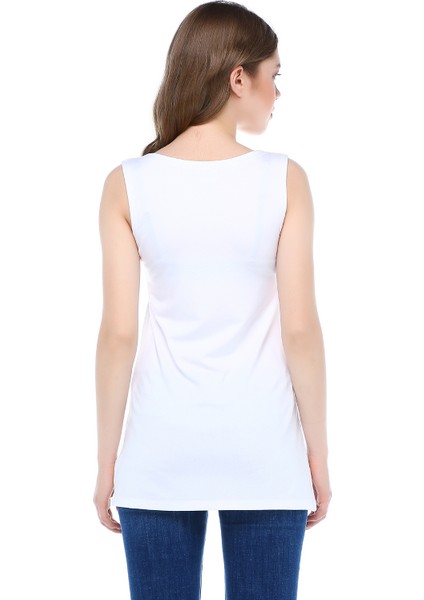 Kadın Geniş Askılı Baskılı Tshirt