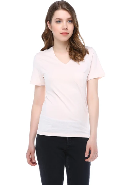 Kadın Sakura V Yaka Basic Tshirt