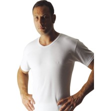 Elif Çamaşır Yıldız 6'Lı Paket V Yaka Süper İnce Yaz Serinliği Modal Erkek Fanila Beyaz