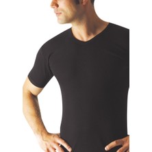 Elif Çamaşır Yıldız 6'Lı Paket V Yaka Süper İnce Yaz Serinliği Modal Erkek Fanila Siyah