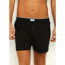 Elif Çamaşır Yıldız %100 Pamuk Düğmeli Erkek Boxer Siyah