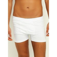 Elif Çamaşır Yıldız Likralı Modal Erkek Boxer Beyaz