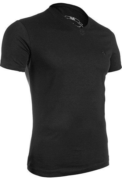 Wgust V Yaka T-Shirt (Siyah)