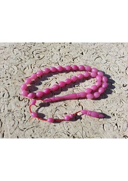 Bukalemun Kehribar Tesbih,Pembe Yansımalı 8X11 1332