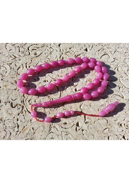 Bukalemun Kehribar Tesbih,Pembe Yansımalı 8X11 1334