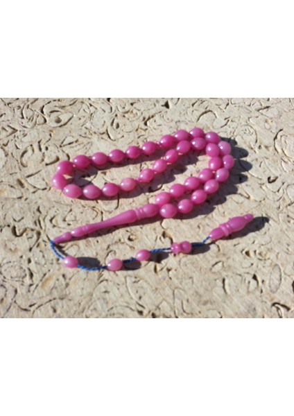 Bukalemun Kehribar Tesbih, Pembe Yansımalı 7X11 1345