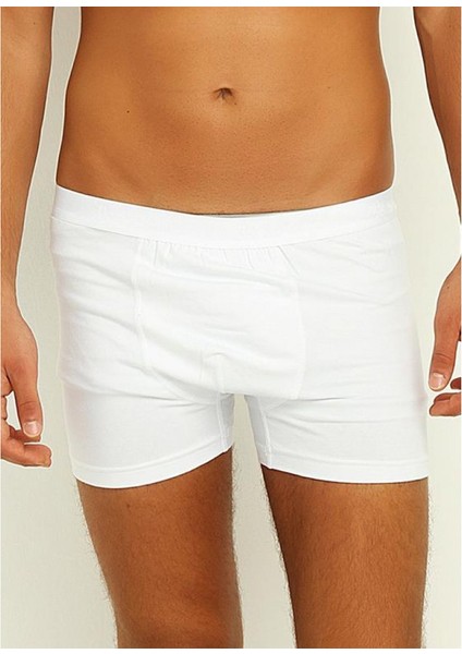Yıldız Likralı Modal Erkek Boxer Beyaz