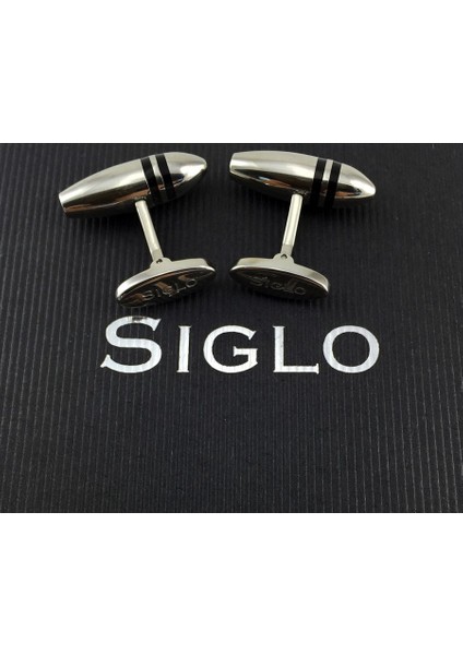 Siglo Siyah Çizgili Model Kol Düğmesi