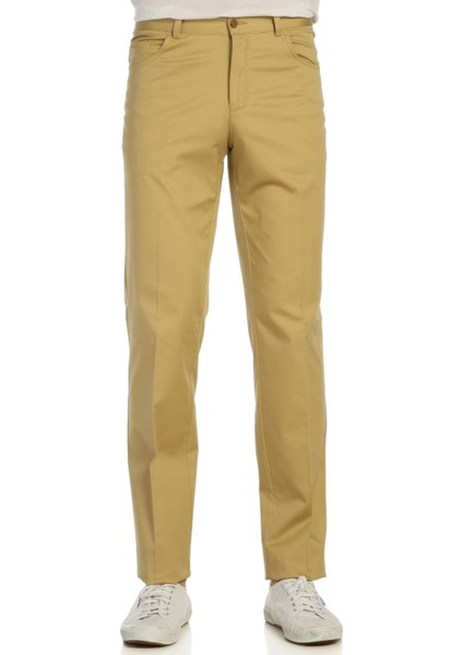 Saten Pamuk Altın Sarısı Kanvas Pantolon