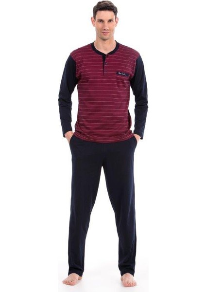 5245 60/2 Jakarlı Pijama Lacivert Xl