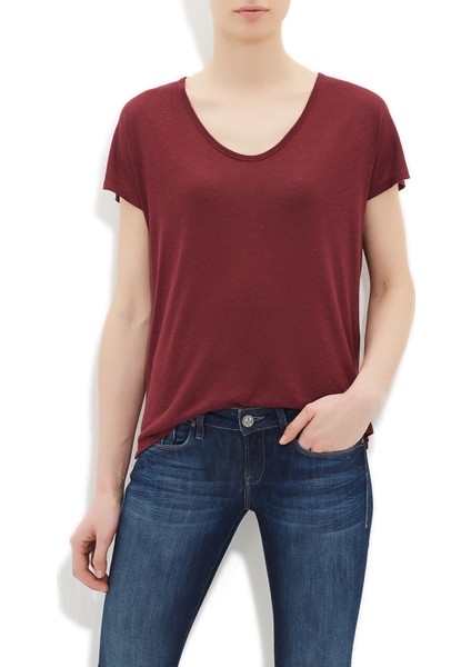 Kadın V Yaka Kırmızı Tişört 166106-22923 modelleri