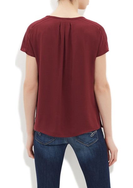 Kadın V Yaka Kırmızı Tişört 166106-22923 fırsatları