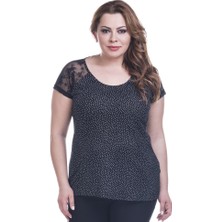 Myline Dantelli Kısa Kol Bluz 12423-m