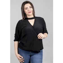 Myline 3/4 Kollu Önden Kruvazeli Bluz 23779