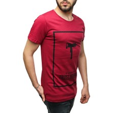 Madmext Uzi Baskılı Bordo T-Shirt 2533