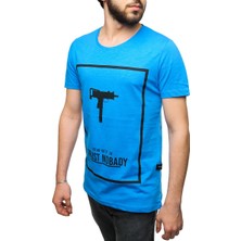 Madmext Uzi Baskılı Mavi T-Shirt 2533