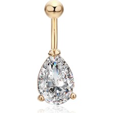 Chavin Oval Beyaz Taşlı Göbek Piercing da72