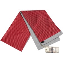 Exve Exclusive Beyaz Desenli Kırmızı Çift Taraflı Atkı