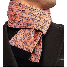 Exve Exclusive Mavi Şal Desenli Yavruağzı Çift Taraflı Atkı