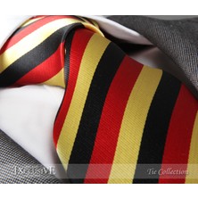 Exve Exclusive Sarı Kırmızı Siyah Çizgili Kravat