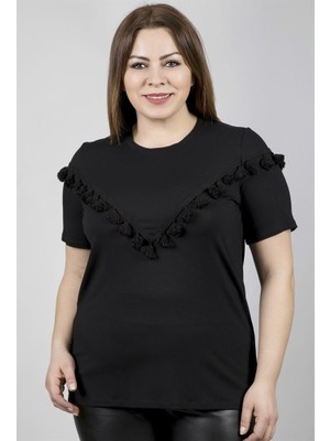 Myline Bedeni Püskül Detaylı Örme T-Shirt 23573-m