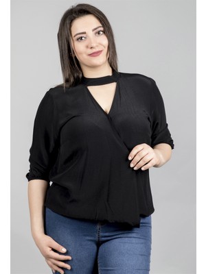 Myline 3/4 Kollu Önden Kruvazeli Bluz 23779