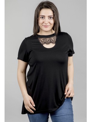 Myline Yakası Dantel Detaylı T-Shirt 23740