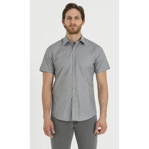 Erkek  Desenli Klasik Gri Gömlek