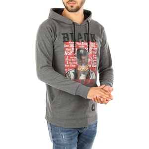 Kapüşonlu Baskılı Sweatshirt Füme 2779