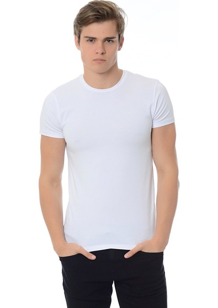 Erkek Beyaz Basic Tişört 061747-620