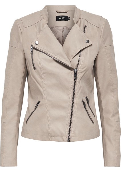 Kadın 15102997 Ava Faux Leather Biker Otw Noos Ceket Pure Cashmere