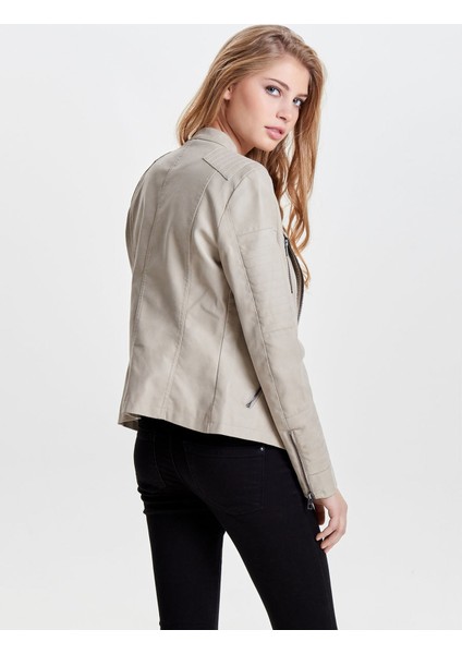 Kadın 15102997 Ava Faux Leather Biker Otw Noos Ceket Pure Cashmere fırsatları